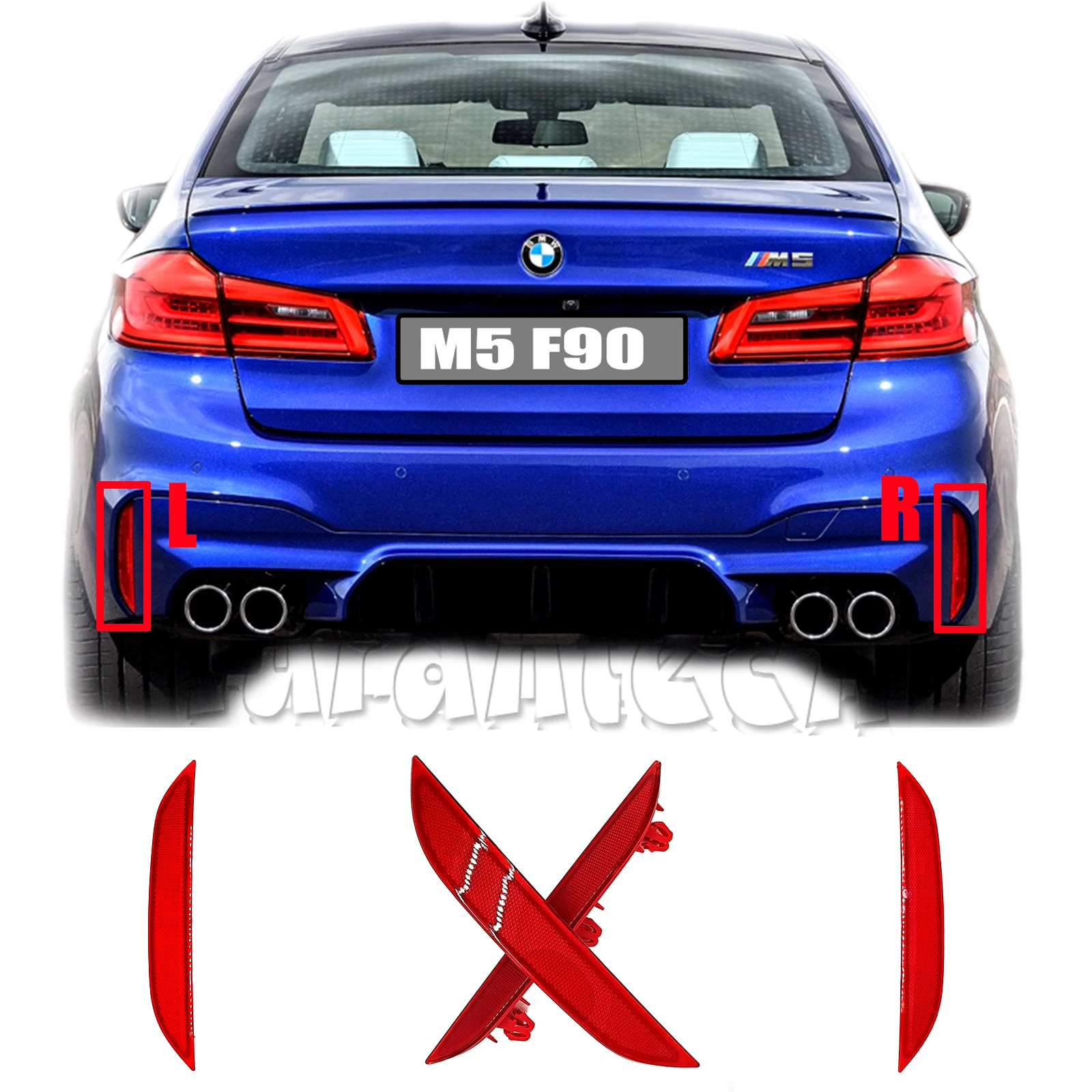 Riflettore Posteriore Per Bmw Serie M 18-22 Fit F90 M5 Cs Xdrive Paraurti Sdrive N/S Sinistro Destro