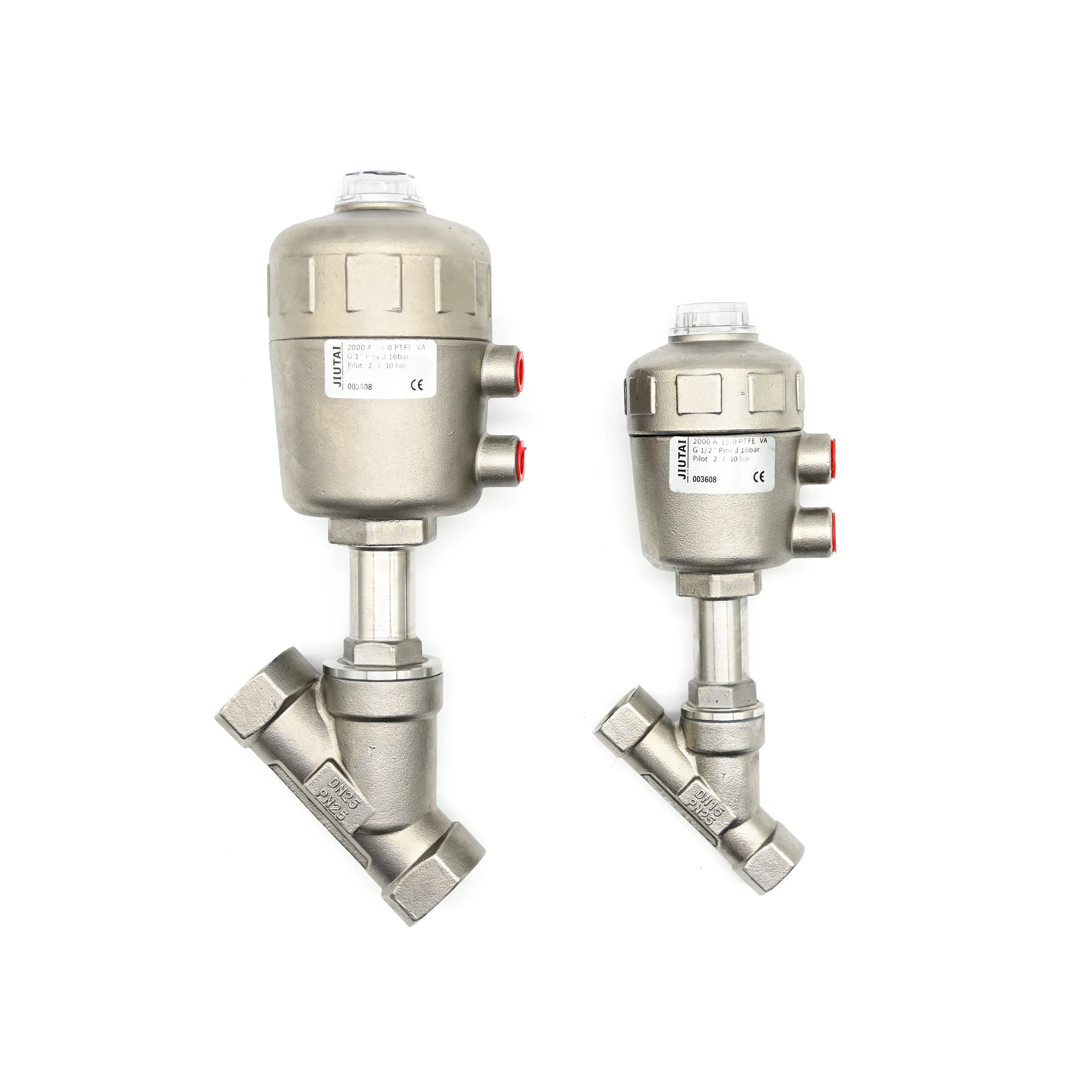 JTAIV 2/2 Way Piston Operated valve Water Air Oil Double Acting Pneumatic threaded angle seat valve Stainless steel