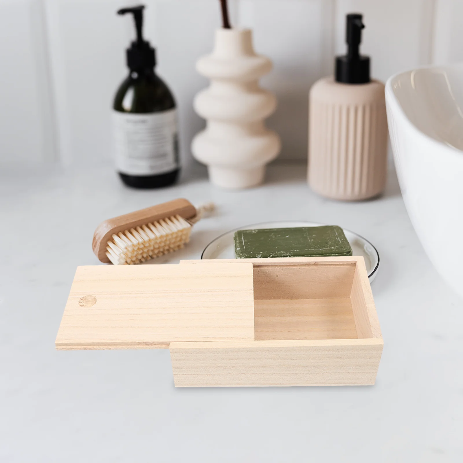 

Paulownia Soap Dish for Storage Tray Wood Bathroom Trays Sink Holder Tea Set Household Rack