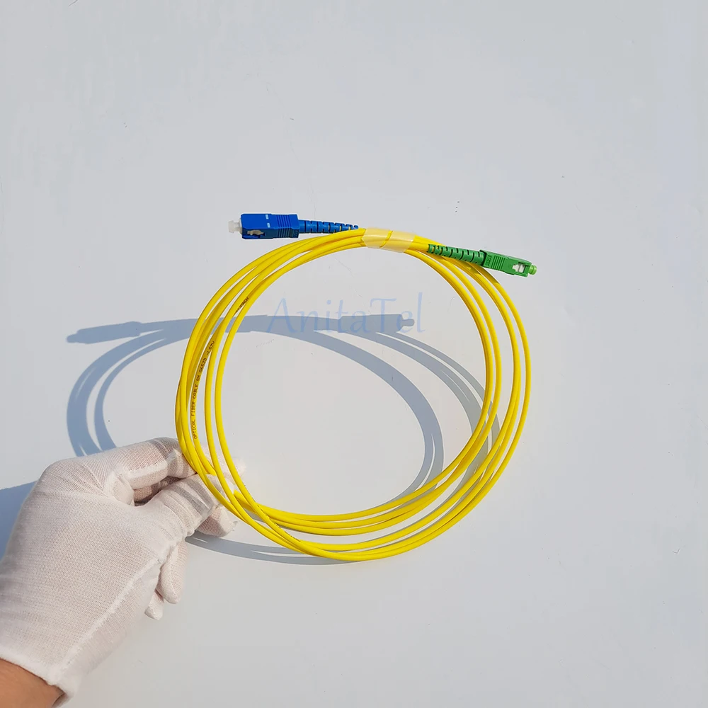 Sc/apc-sc/upc cabo de fibra óptica, 1m/2m/3m/5m/10m, fibra óptica jumper 2.0mm ou 3.0mm, 10pcs