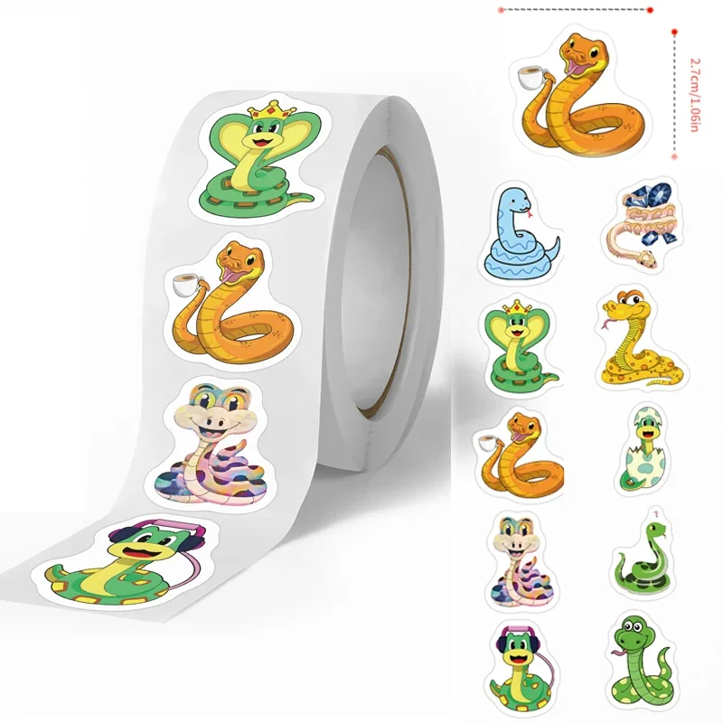 500pcs Cartoon Cute Small Snake Animals Stickers Kawaii Kid DIY Car Skateboard Laptop Phone Graffiti Sealing Label Decals Toys