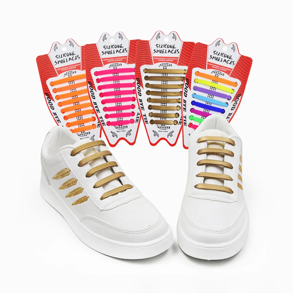 

Silicone Elastic Shoelaces Special No Tie Shoelace Lacing Kids Adult Sneakers Quick Shoe Lace Creative Lazy Rubber Lace 16ps/Lot