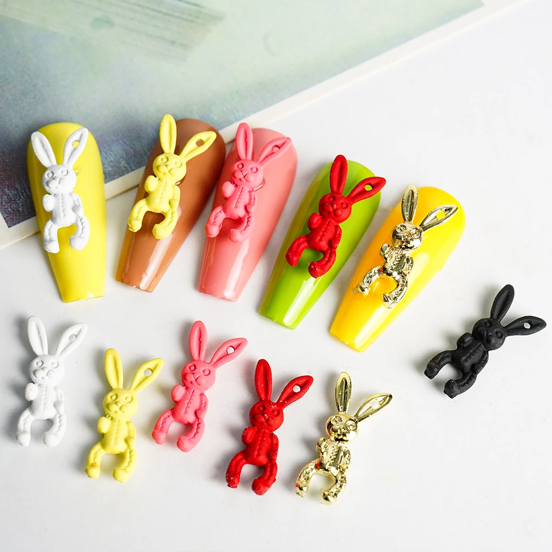 

Nail Rabbit Parts Cute Art Decoration Charms Cartoon Metal Gold DIY Press on Nails Kawaii Manicure Accessories Supplies Design