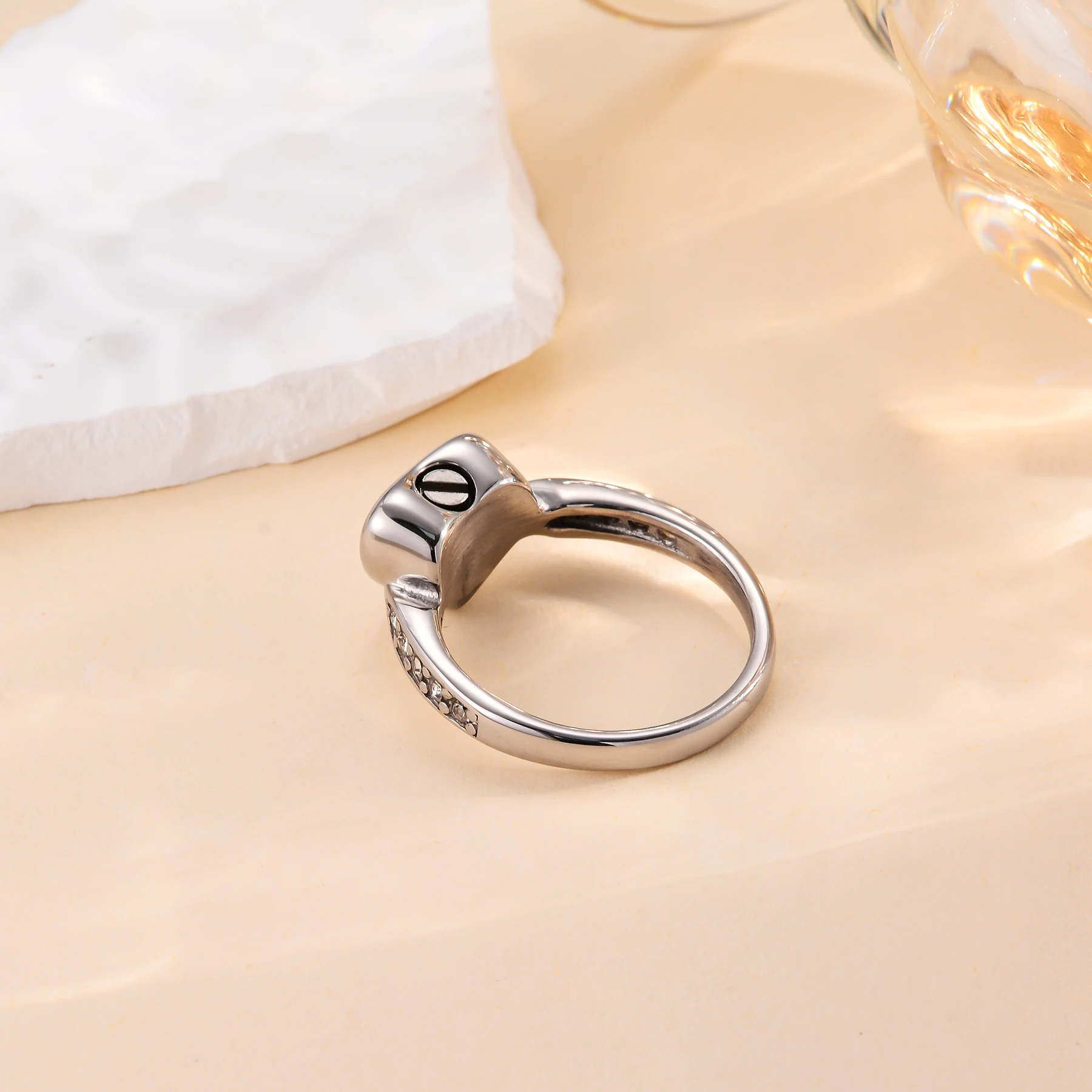 Feuerbestattung Schmuck Kristall Herz Feuerbestattung Ring für Asche Andenken Finger Urnen Größe 6/7/8/9/10 Engravable Edelstahl Ring – Detail 6
