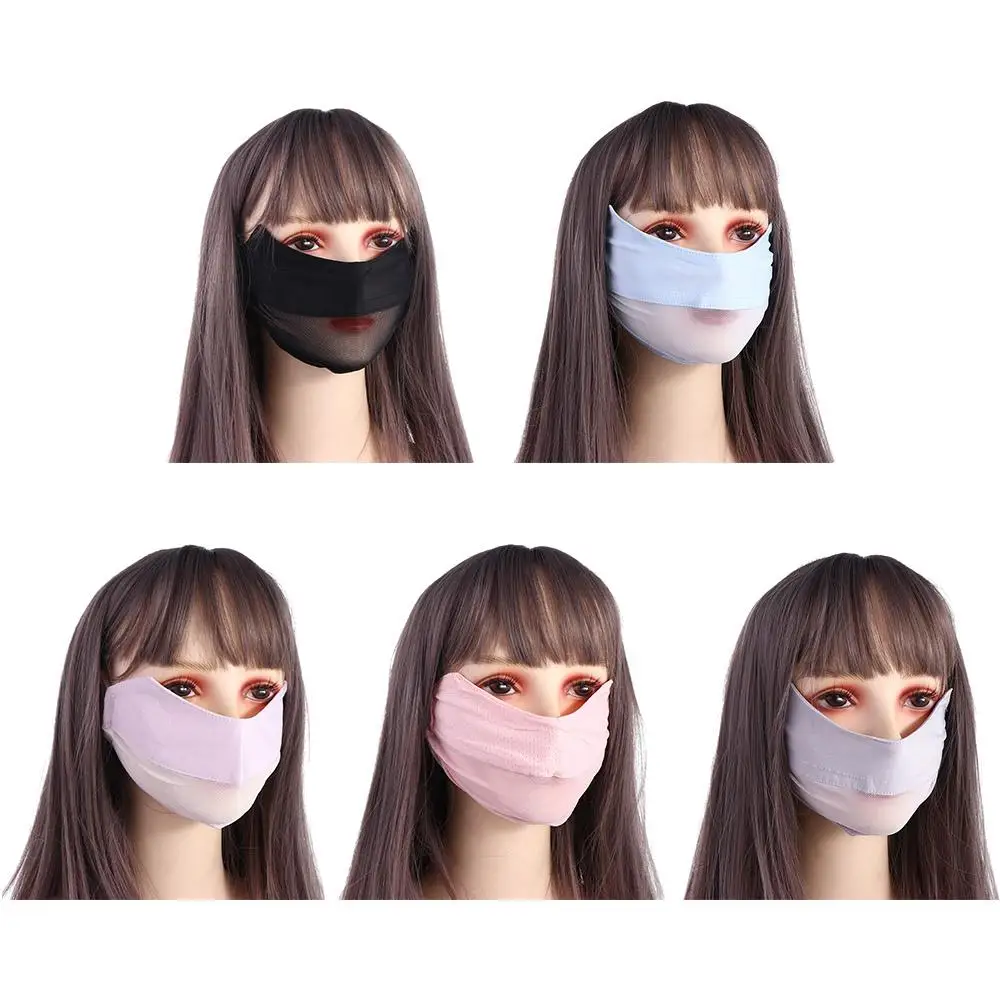 

Solid Color Outdoor Hiking Sun UV Protection Face Scarves Ice Silk Face Scarf Sunscreen Veil Anti-uv Face Cover