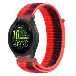 Braided Nylon Loop Strap - 20mm/22mm Adjustable Bracelet Band - 22mm (Double spell red)