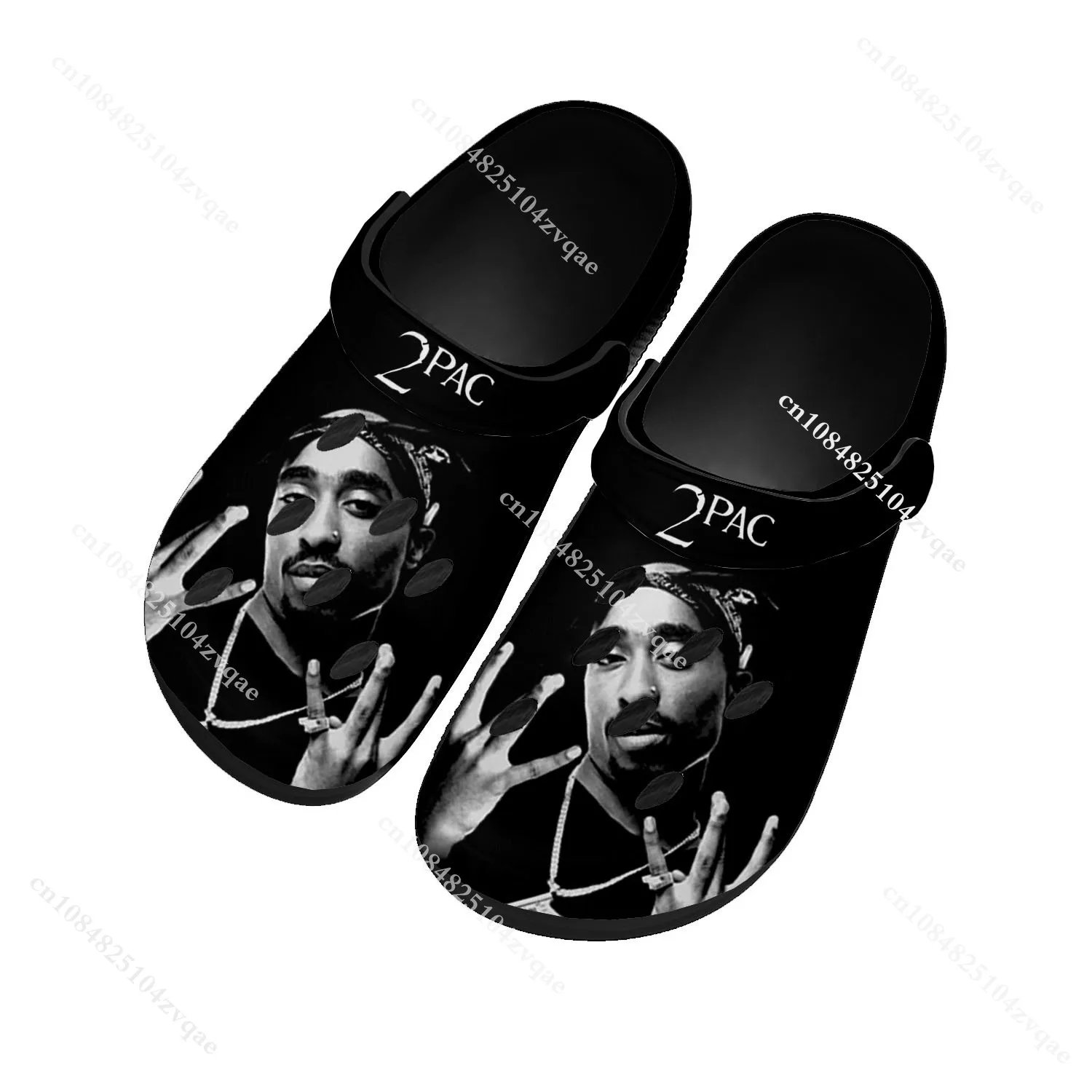 2Pac Hip Hop Rapper Tupac Pop Home Clogs Custom Water Shoes Mens Womens Teenager Shoes Clog Breathable Beach Hole Slippers Black
