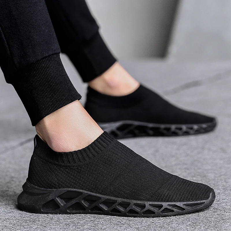 

Кроссовки-носки Nice Brand Мужские, дышащие сетчатые удобные, без шнуровки, плоская подошва, модные повседневные лоферы, черные, белые