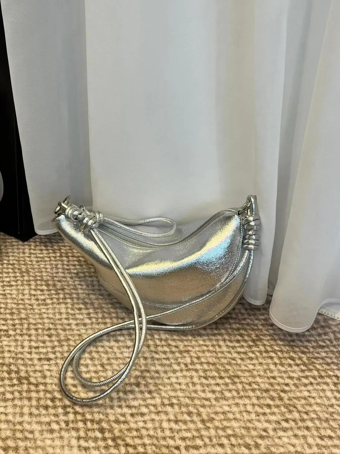 JIAERDI Retro Silver Hobos Bag Women High Street Pu Leather Casual Crossbody Bags Ladies Vintage Messenger Bag Purse 2025 Summer