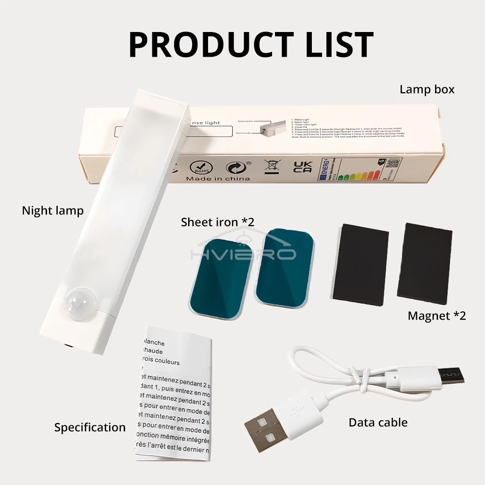 Rechargeable Motion Sensor LED Light Portable Cordless Magnetic Cabinet Lamp For Kitchen Bedside Room led light