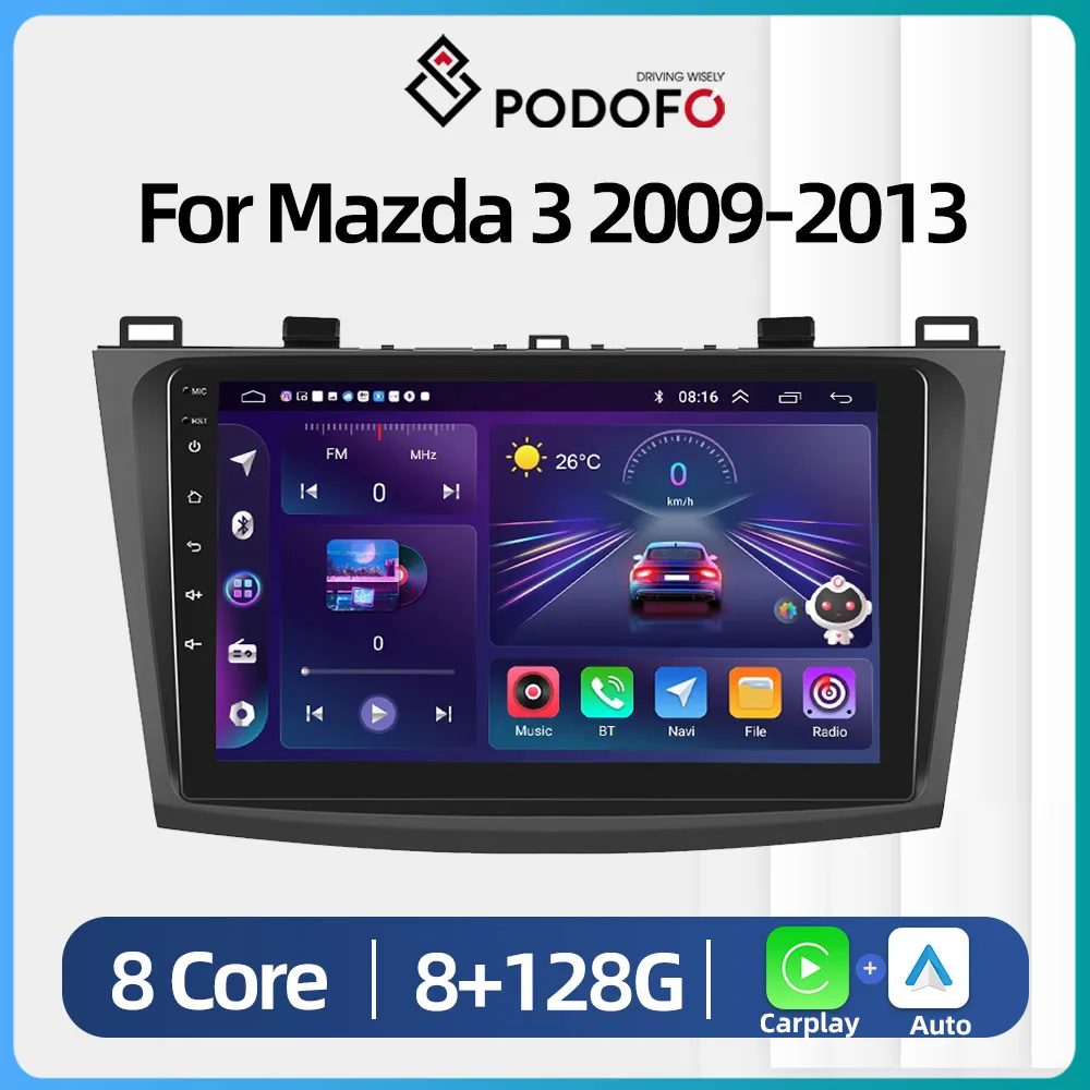 

Автомагнитола Podofo для Mazda 3 2009-2013, мультимедийный видеоплеер, навигация, стерео, GPS, Android, 2din, без dvd