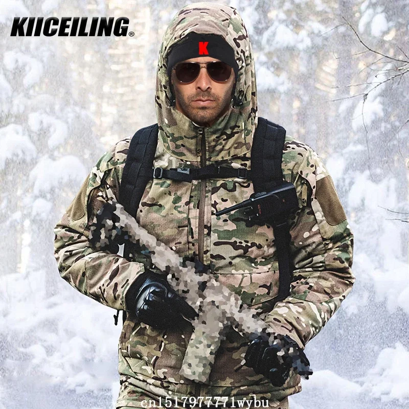 KIICEILING-Chaqueta cortavientos impermeable para hombre, abrigo militar  táctico para caza, Camping, senderismo, Parkas