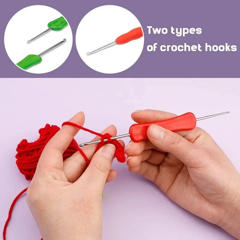 KRABALL Crochet Animal Kit for Beginners With Video Tutorial Cotton Knitting Yarn Thread Needles Hooks Knit Tool Set Accessories