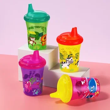 260ml Baby Spill Resistant Cup Toddler Bite Resistant Cup BPA Free Newborn Training Cup Bottle Randomised pattern Hot