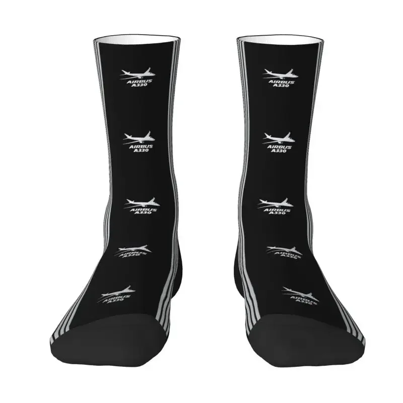 

Airbus A330 Captain Stripes Men Women Crew Socks Unisex Fashion 3D Printing Pilot Aviation Aviator Airplane Dress Socks