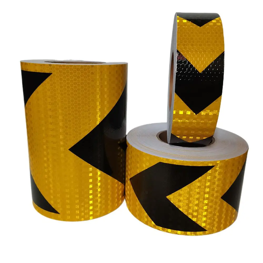 5cm/10cm/20cm*5M Arrow Reflective Hazard Safety Tapes Yellow-Black ...