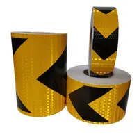 5cm/10cm/20cm*5M Arrow Reflective Hazard Safety Tapes Yellow-Black Warning Caution Reflectors Strips Adhesive Stickers For Trail 1