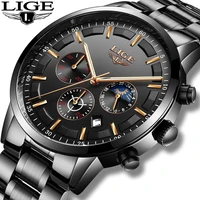 LIGE 2025 Fashion Mens Watches Top Brand Luxury Business Watch For Men Stainless Steel Waterproof Quartz Clock Relogio Masculino