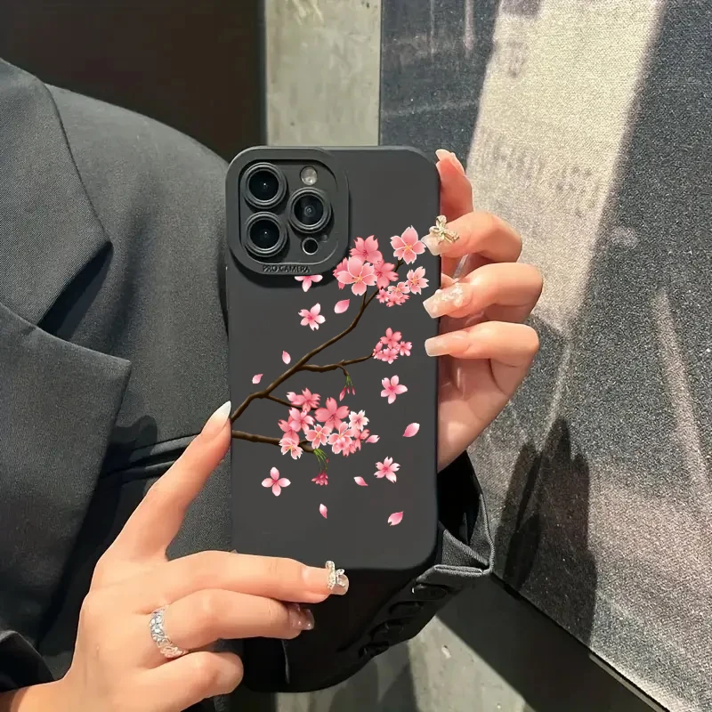 Pink Cherry Blossom Silicone Soft Phone Case