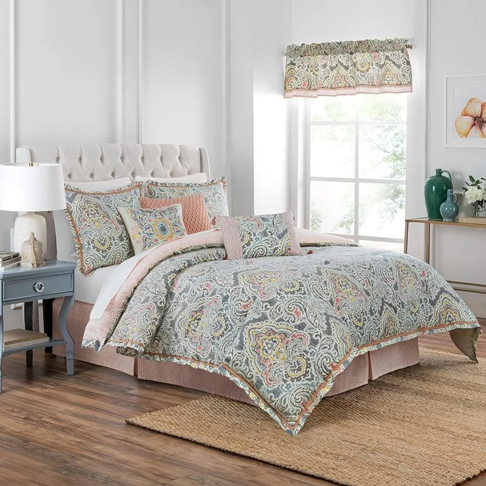

One Bed Skirt and Two Pillow Shams Bed Linen Set Includes One Comforter All Season Bedding Mineral Freight Free Sets Home Garden