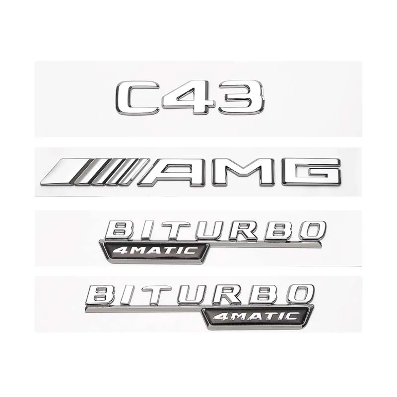 3D ABS Fender Side Sticker BITURBO 4MATIC Rear Trunk Badge Star Emblem AMG For Mercedes Benz C43 W205 W206 C205 Accessories