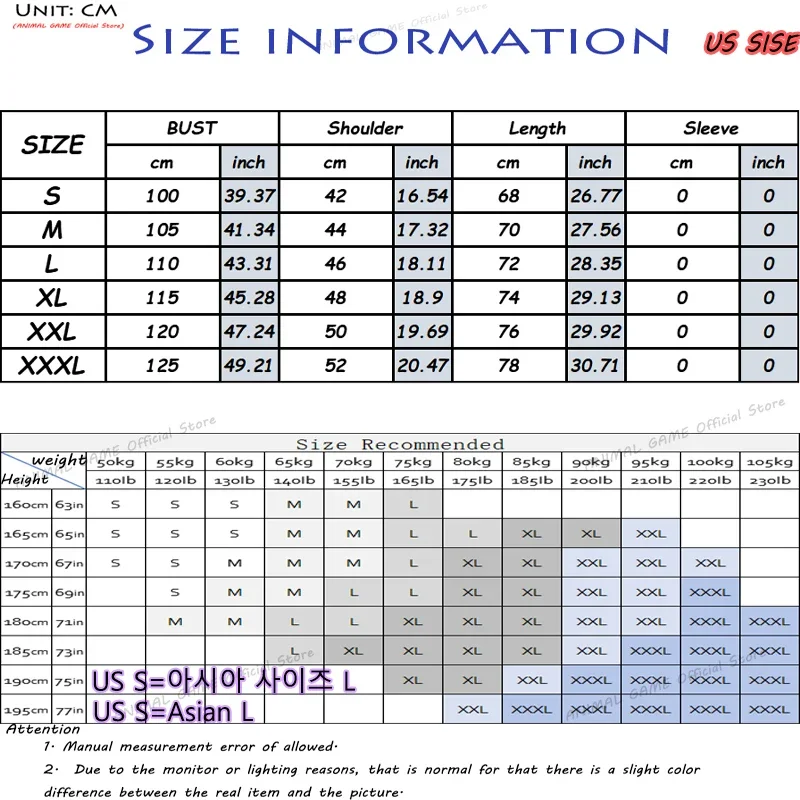 Animal Game Mens Zipper Casual Sweatshirts Outdoor Casual Sleeveless Vest Jackets Cycling Work Coats Hiking Streetwear Tank Top