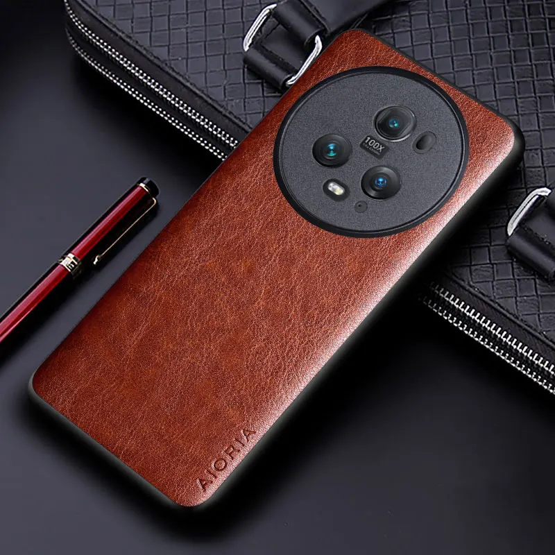 Leather Case - Elegant Business Soft & Hard Hybrid Phone Cover in Solid Color