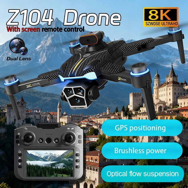 New Z104 RC Drone Cam Wide-angle 8K HD Professinal Dual Camera 4.5-inch screen remote control 360° Obstacle Avoidance Quadcopter