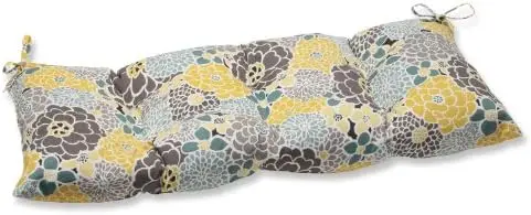 

Floral Outdoor Wicker Sofa Setee Swing Cushion, Tufted, Weather, and Fade Resistant, Round Corner - 19" x 44", Green/Or Beach c