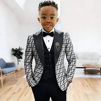 Costume de Cérémonie Floral pour Garçons 3 Pièces – Smoking de Mariage, Veste Formelle Simple Boutonnage, Gilet et Pantalon – Ensemble Blazer Enfant Coupe Slim 2
