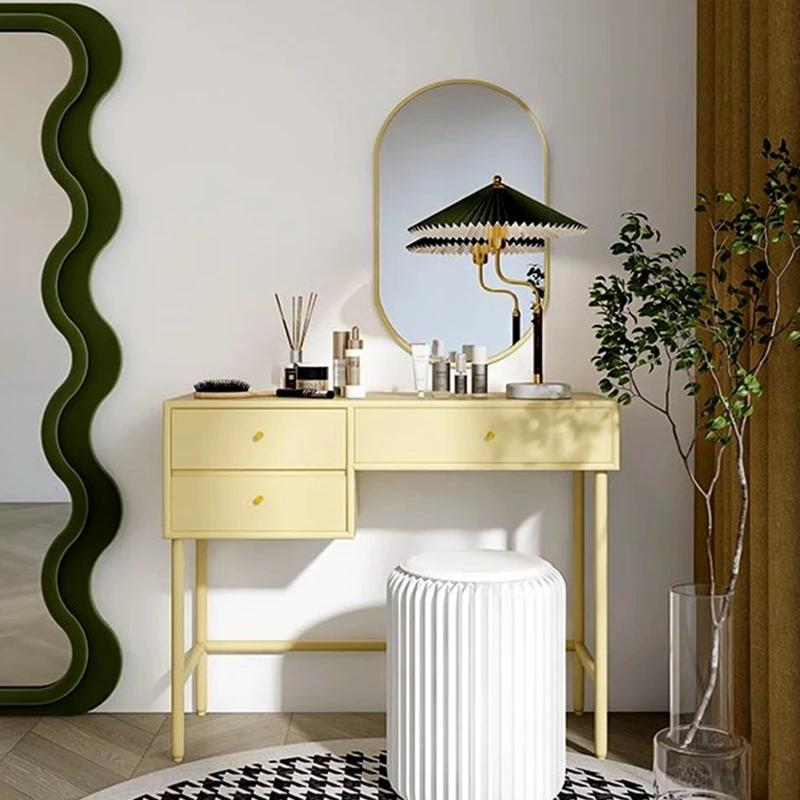 

Wood Desings Handles Dresser Yellow Minimal Nordic Modern Drawer Makeup Table Bedroom Hotel Women Mesa De Maquillaje Funiture