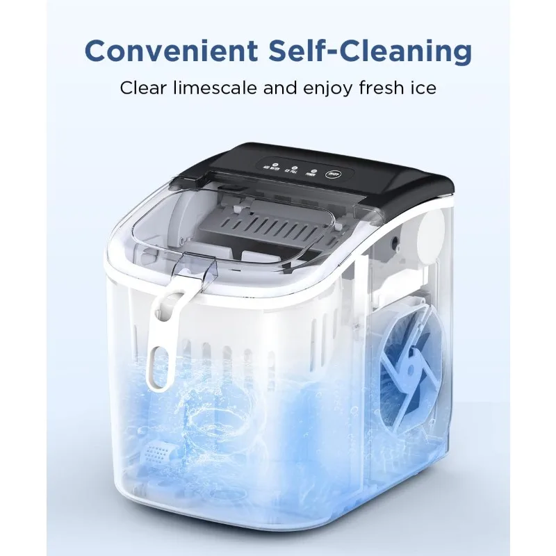 Portable Countertop Ice Maker Machine with Self-Cleaning, 26.5lbs/24Hrs, 6  Mins/9 Pcs Ice, Ice and Basket, Handheld Ice Maker - AliExpress