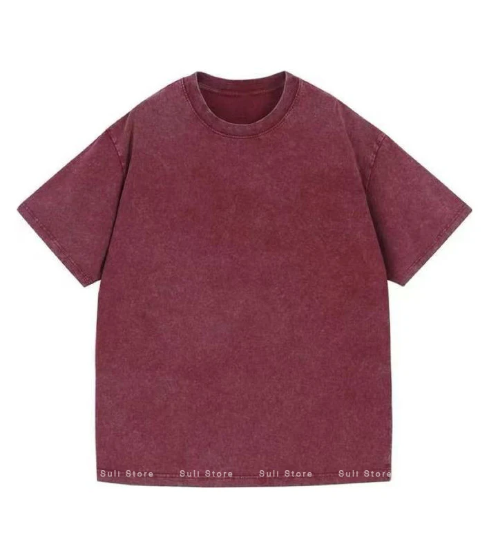 Vintage-Inspired Heavyweight Solid Color Oversized T-Shirt - Unisex Summer Streetwear