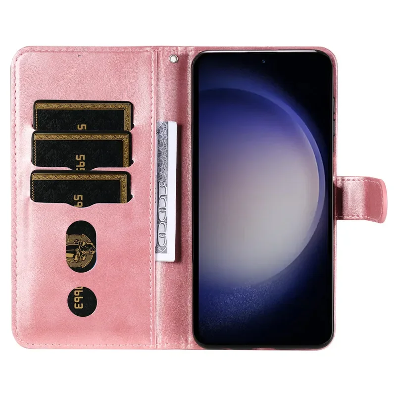 Luxury Flip Magnetic Leather Wallet Case with Zipper Card Slot