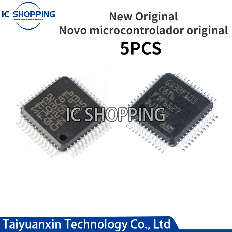 

5PCS New Original STM32F103C8T6 GD32F103C8T6 LQFP-48 32-bit Microcontroller for DIY Projects and Prototyping