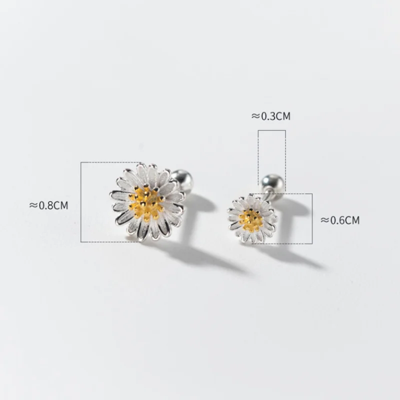 925 Sterling Silver Screw Beads Stud Earrings for Women silver earrings silver stud earrings