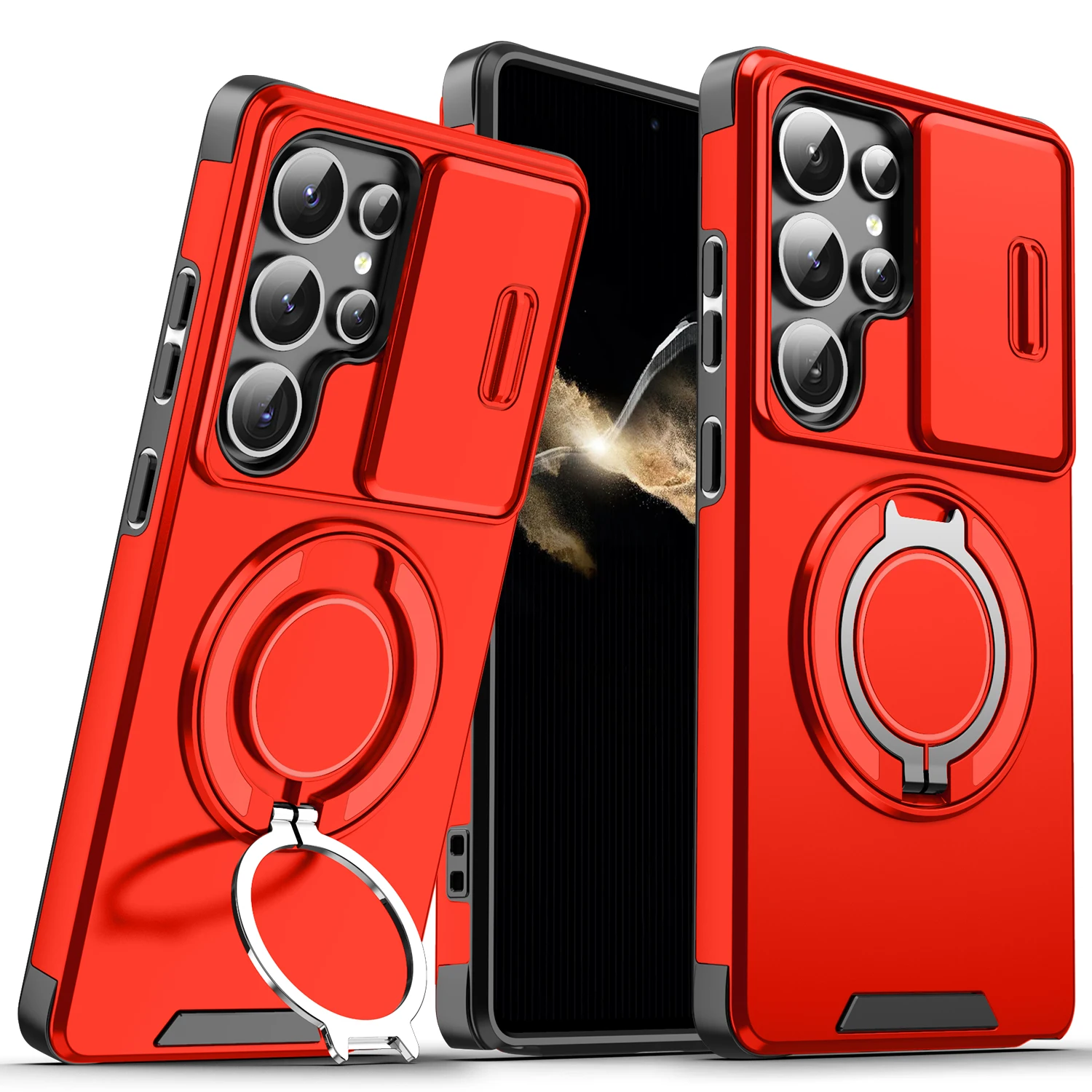 Ultimate Armor Magnetic Bracket Case with Lanyard and Slide Camera Protector - Shockproof Cover