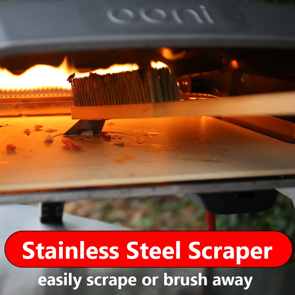 Oven Cleaning Brush 22inch Pizza Oven Brush with Scraper Grill Copper Long Wood Handle Cleaner Oven Accessories Onilini