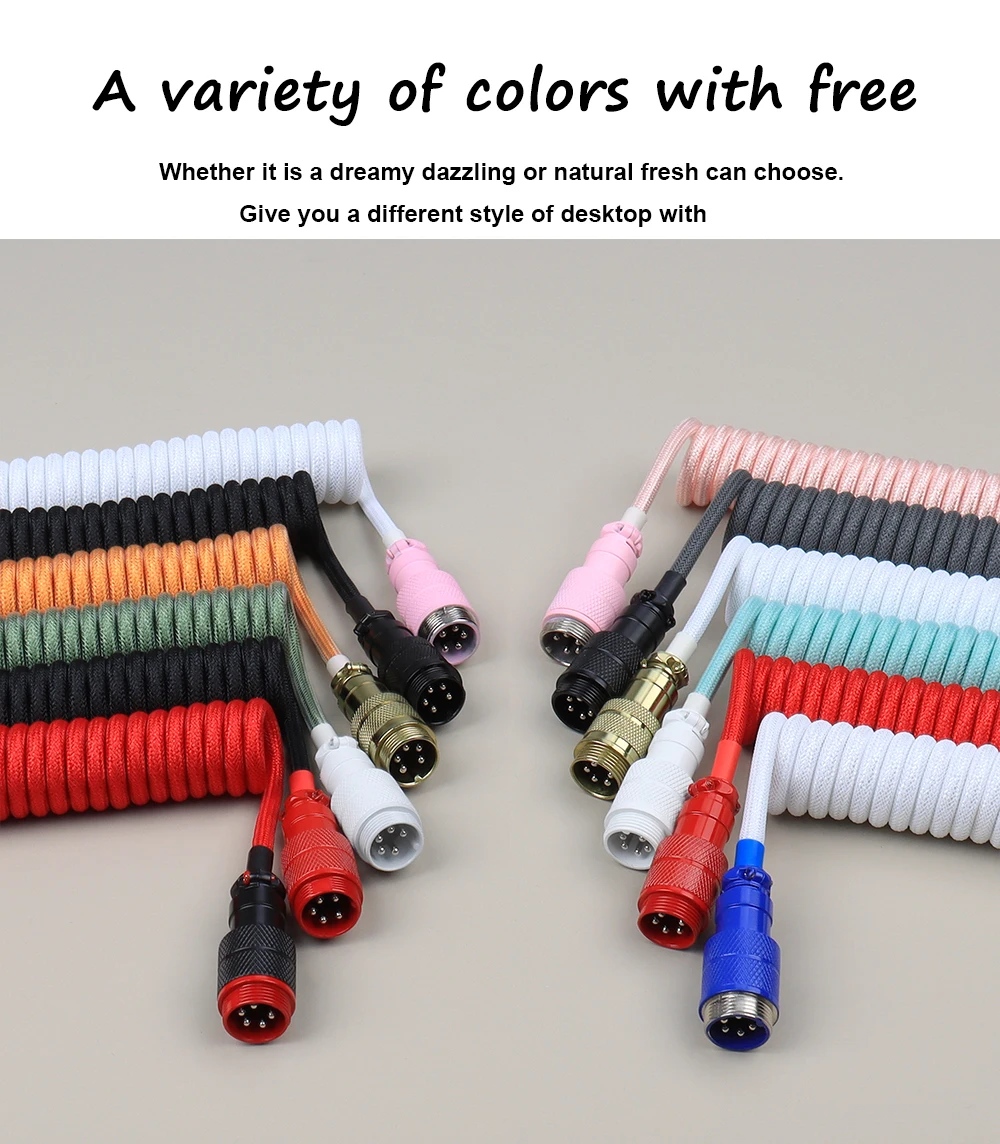 LANO USB A to Type C for Mechanical Gaming Keyboard Double Sleeved Wire with GX16 Detachable Aviator Coiled Power Cable 10 Se658bcc585ad45a5b3907c8ac3f1afa5C