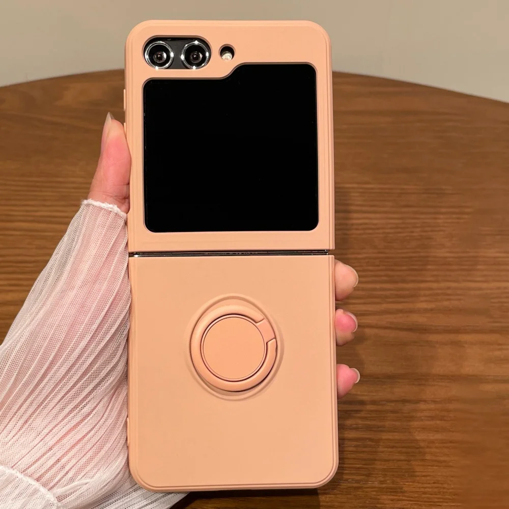 Candy Color Liquid Silicone Magnetic Phone Case with Shockproof Ring Stand