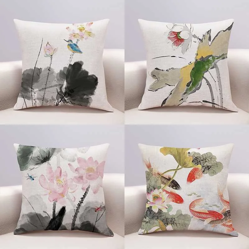 🎨 Funda De Cojín Algodón Y Lino – Estampado Geométrico Verde Decoración Hogar 18″ (45cm)