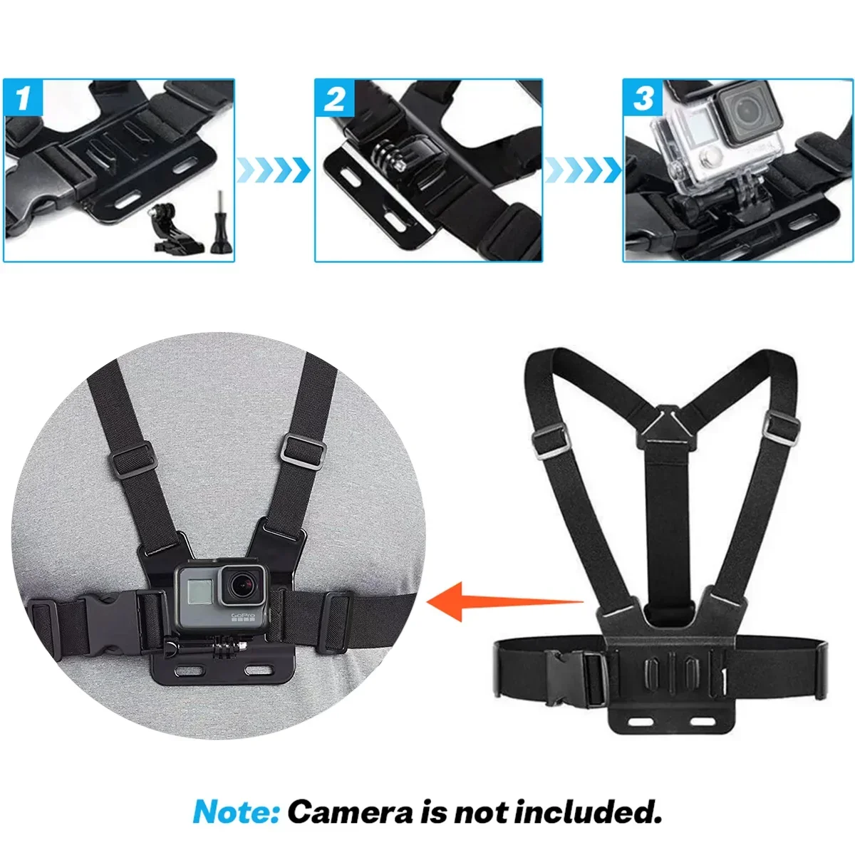 Kit Accessoires Caméra Action Gopro Hero 12-4, Set A/B/C, Montage Sangle