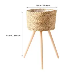 Rustic Wood Woven Floor - Standing Planter with Legs (23x18 cm)