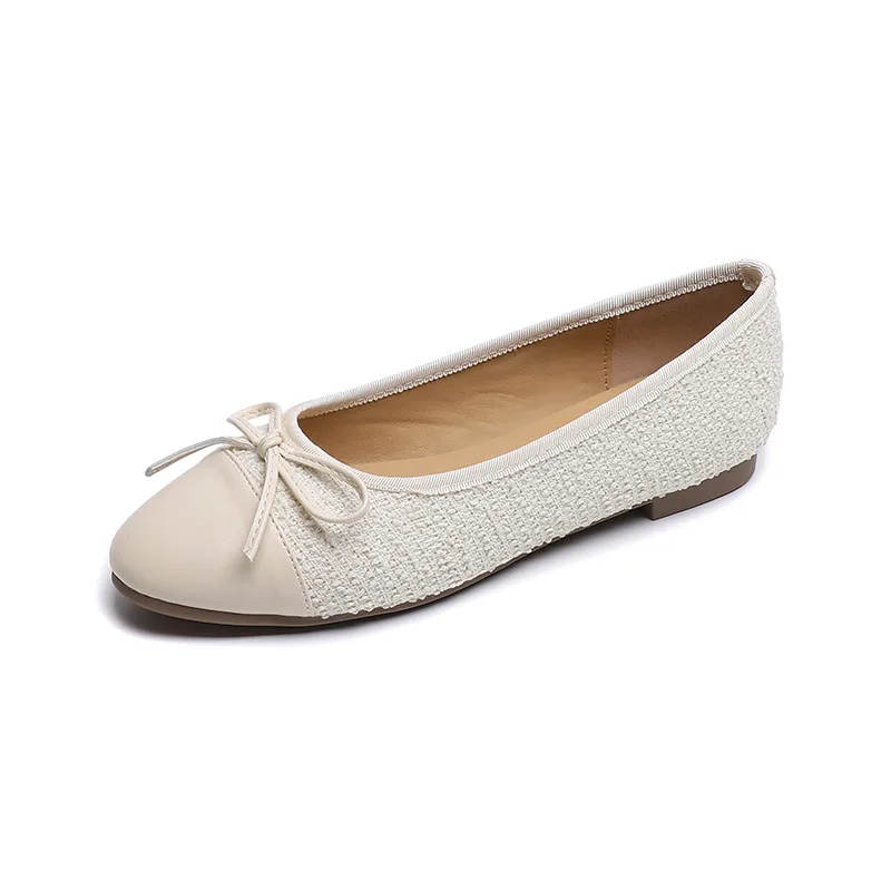 Leather Patchwork Sequines cloth flat shoes woman round toe bowtie ballet flats silver moccasins female slip on loafers size 43 6