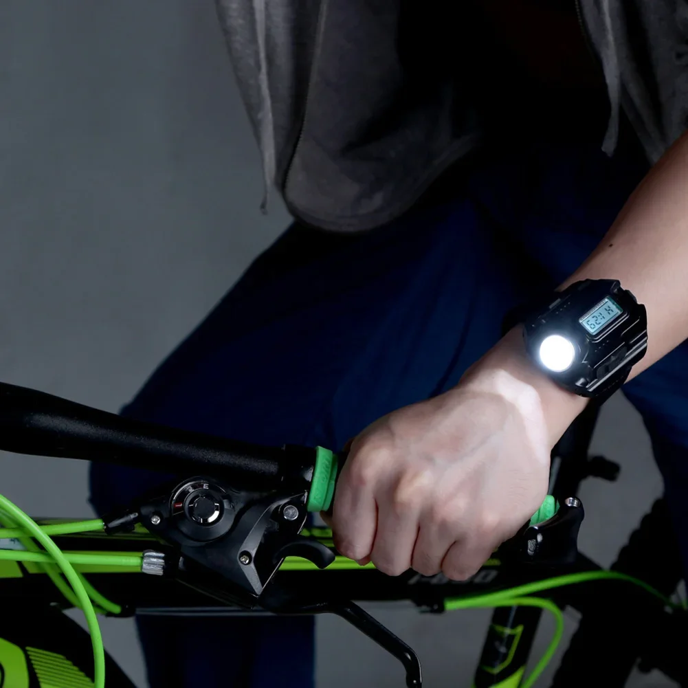 LED Tactical Display Rechargeable Wrist Watch Flashlight Torch 1-2PCS