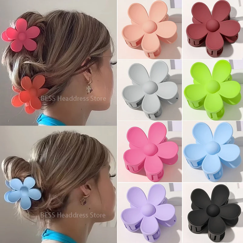 Pinza de pelo con forma de flor de Corea para mujeres y niñas, pasador de  cangrejo, pinzas para el cabello, horquillas de cola de caballo, pasador de  baño, accesorios para la cabeza 