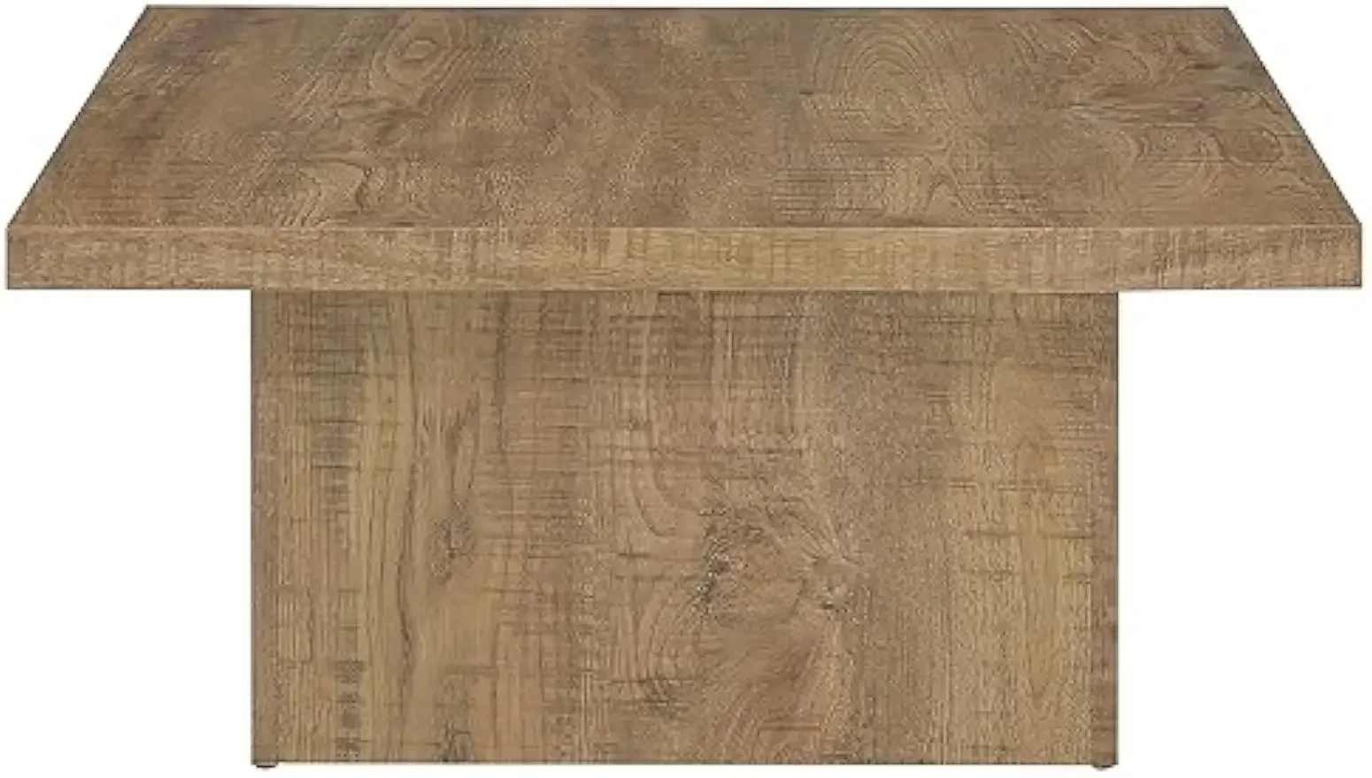 Zetta Square Cocktail Living Room Coffee Table Engineered Eco-Friendly Look Laminate Veneer Rustic Farmhouse Mango Brown 708068 5