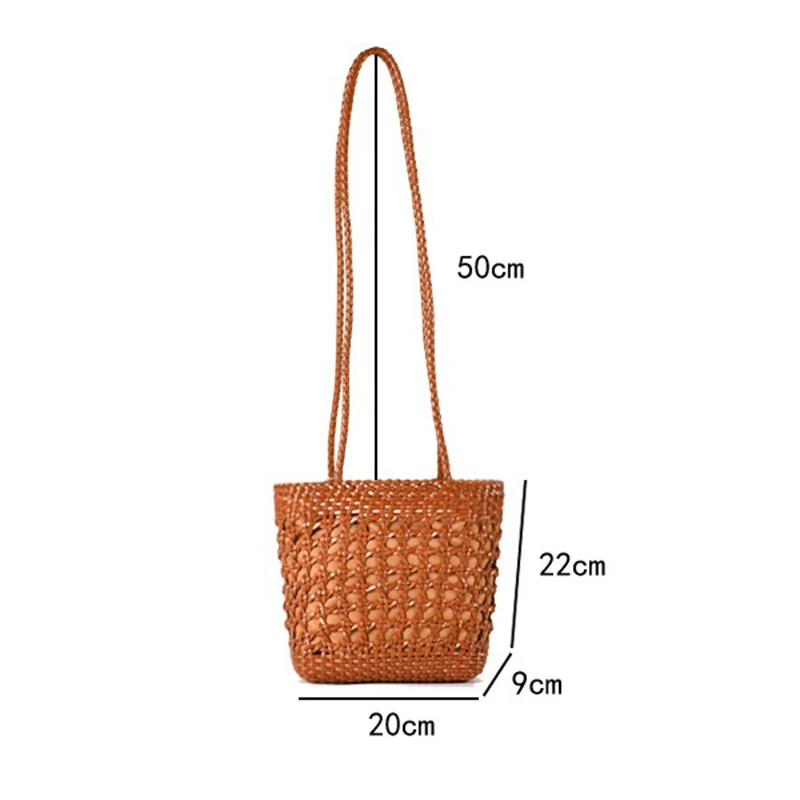 Genuine Leather Women's Bags Summer New Hollow Woven Handbag Network Celebrities With The Same Single Shoulder Crossbody Pack