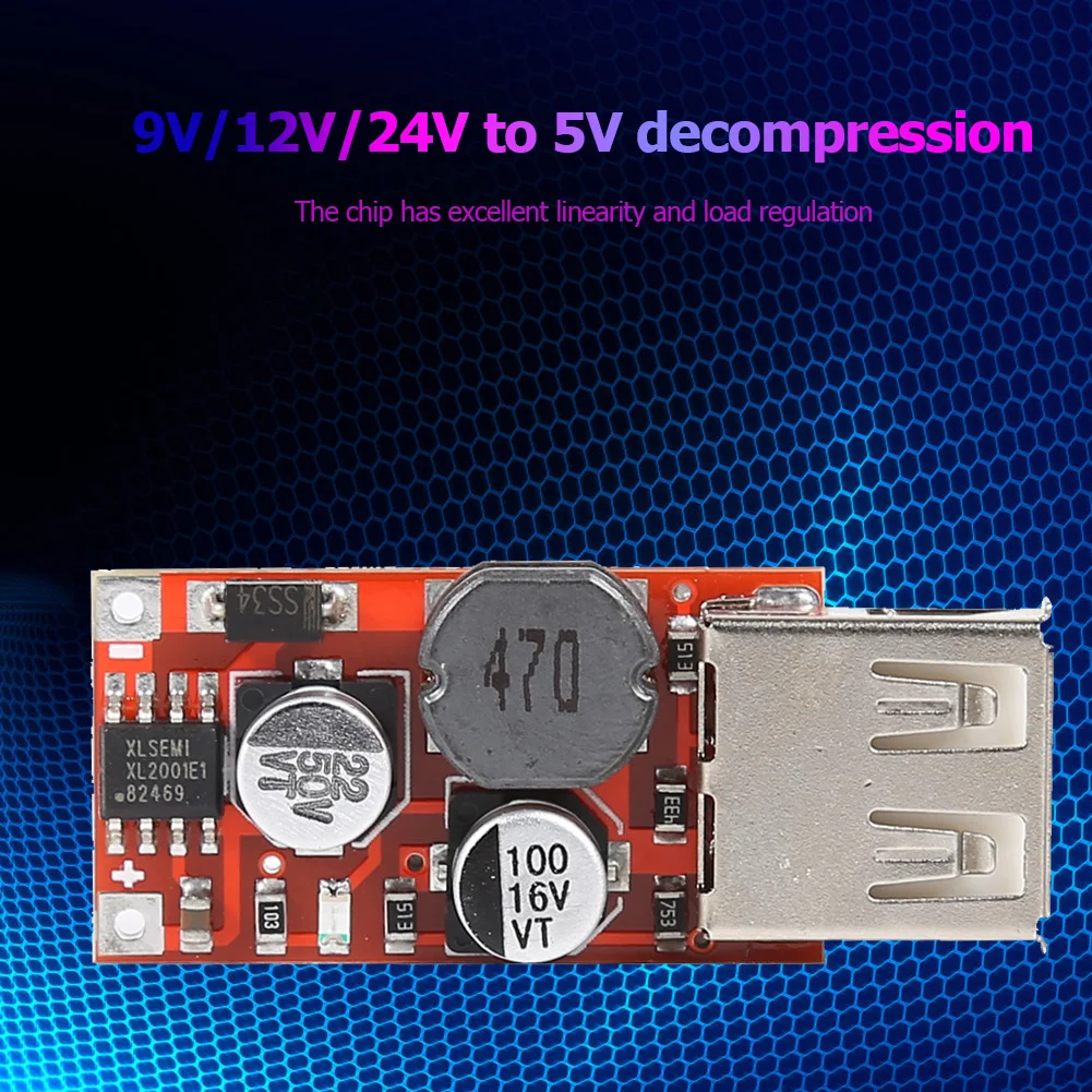 Car Charger DC-DC Step Down Power Module 9V/12V/24V to 5V USB Buck Voltage Board
