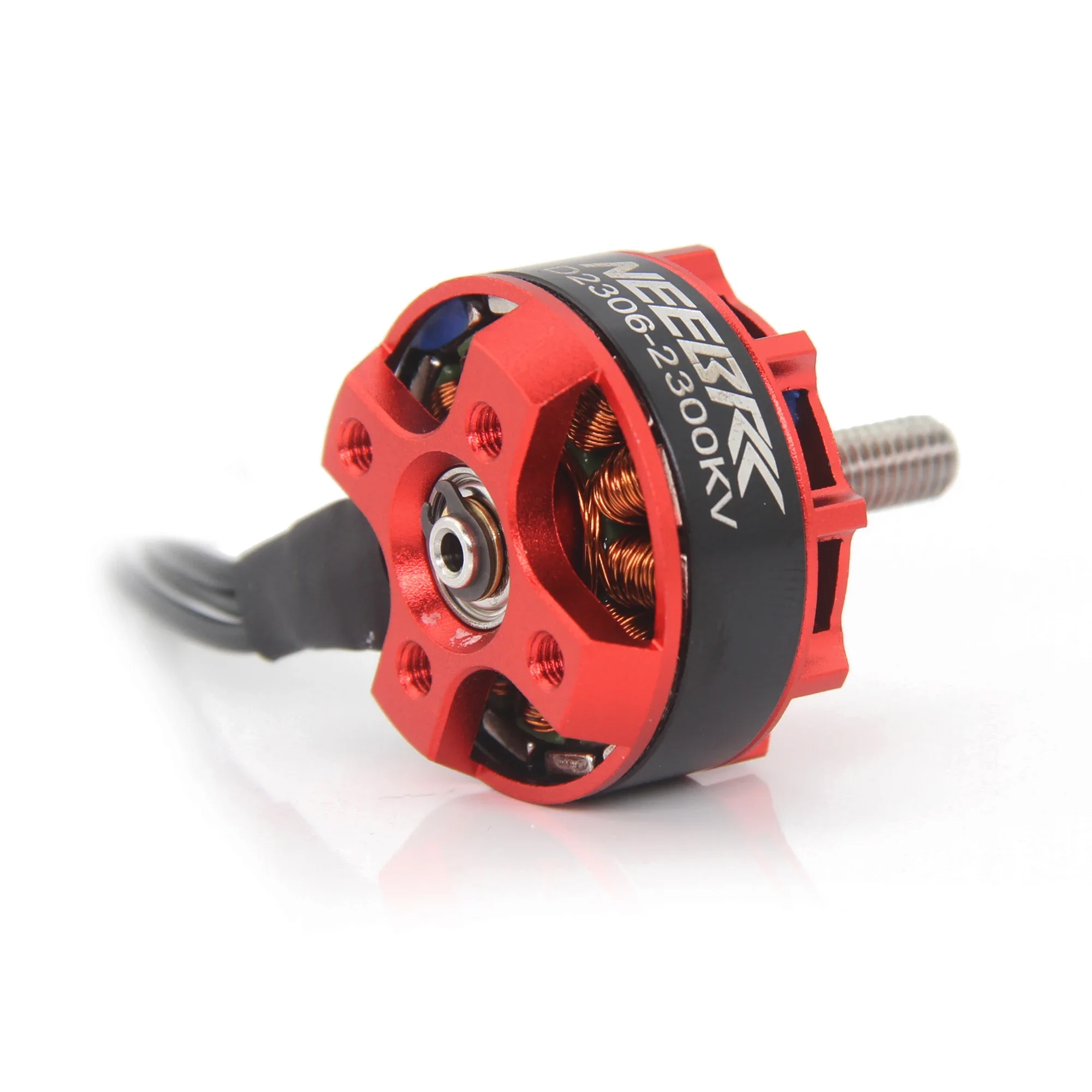 Lot de 4 moteurs brushless CW CCW pour drone FPV course, alignés sur fond noir.